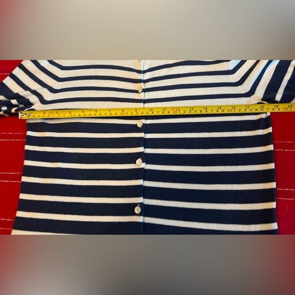 J. McLaughlin Blue White Stripe Sweater Sz M Long Sleeve Preppy Classic - Picture 4 of 7